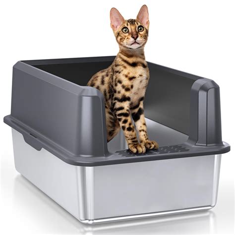 extra large stainless steel cat litter box|stainless steel litter box with lid.